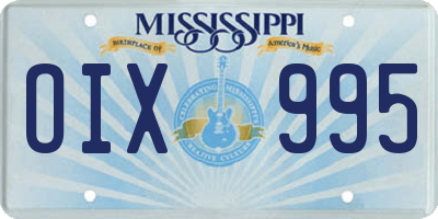 MS license plate OIX995