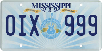 MS license plate OIX999