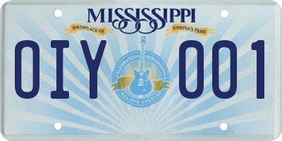 MS license plate OIY001