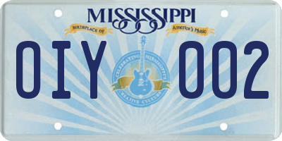 MS license plate OIY002