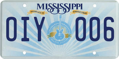 MS license plate OIY006