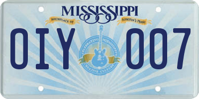MS license plate OIY007