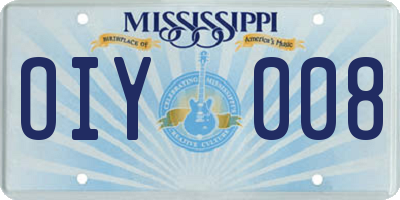 MS license plate OIY008