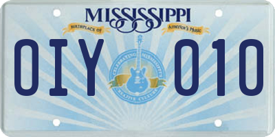 MS license plate OIY010
