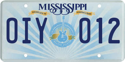 MS license plate OIY012