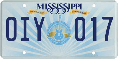MS license plate OIY017