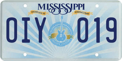 MS license plate OIY019
