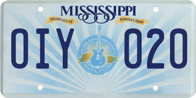 MS license plate OIY020