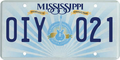 MS license plate OIY021