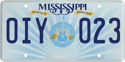MS license plate OIY023
