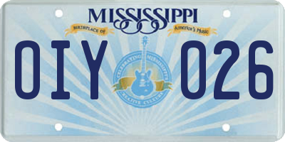 MS license plate OIY026