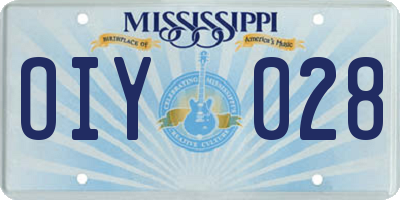 MS license plate OIY028