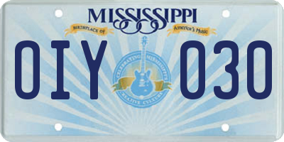 MS license plate OIY030