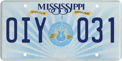 MS license plate OIY031