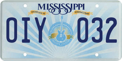 MS license plate OIY032