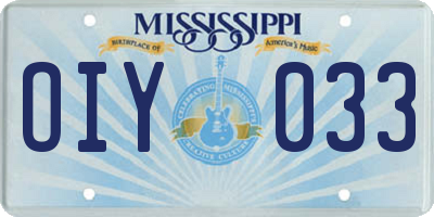 MS license plate OIY033