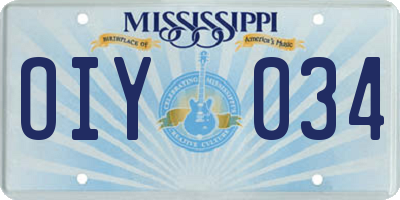 MS license plate OIY034