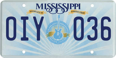 MS license plate OIY036