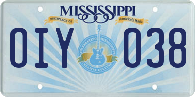 MS license plate OIY038