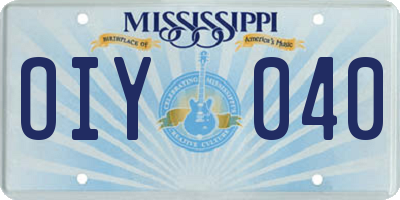 MS license plate OIY040