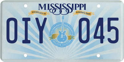 MS license plate OIY045
