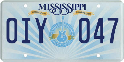 MS license plate OIY047