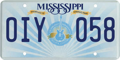 MS license plate OIY058
