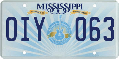 MS license plate OIY063