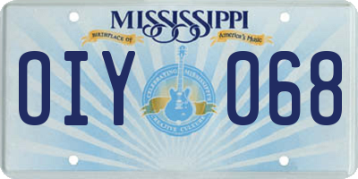 MS license plate OIY068