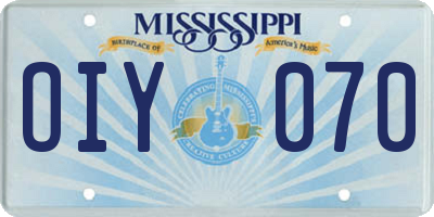 MS license plate OIY070