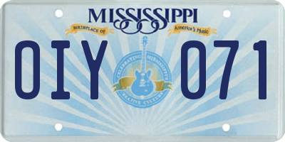 MS license plate OIY071