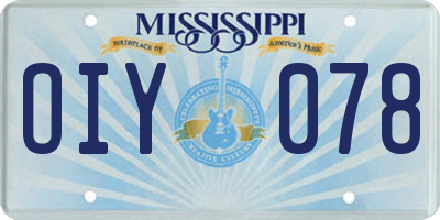 MS license plate OIY078
