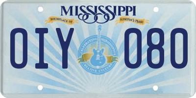 MS license plate OIY080