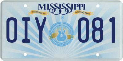 MS license plate OIY081