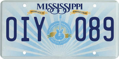 MS license plate OIY089
