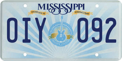 MS license plate OIY092