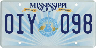 MS license plate OIY098