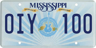 MS license plate OIY100