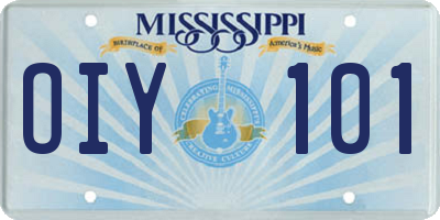MS license plate OIY101