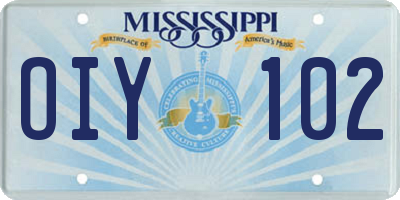 MS license plate OIY102