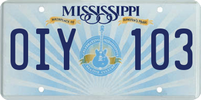 MS license plate OIY103