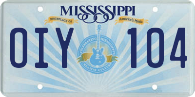 MS license plate OIY104