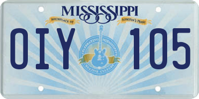 MS license plate OIY105