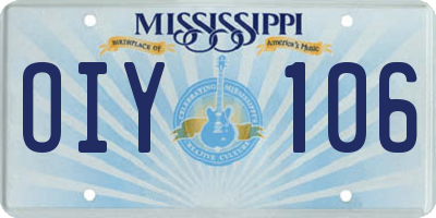 MS license plate OIY106