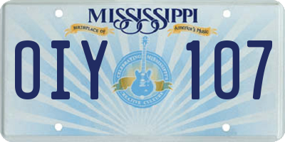 MS license plate OIY107