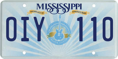 MS license plate OIY110