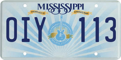 MS license plate OIY113