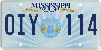 MS license plate OIY114