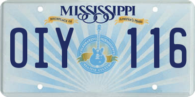 MS license plate OIY116