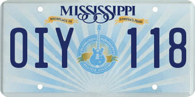 MS license plate OIY118